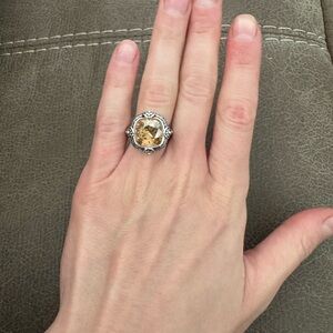 Sterling Silver 925 Simulated Yellow Diamond Ring